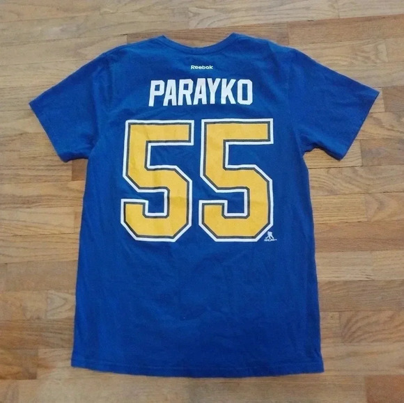 St. Louis Blues Hockey Colton Parayko NHL Reebok T-Shirt Men's Small Medium - Picture 6 of 7